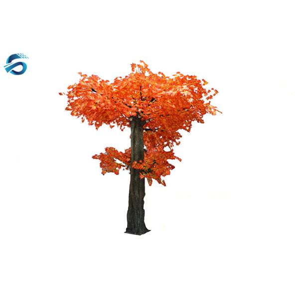 Bright Faux Autumn Tree 4 Meter Height , Artificial Red Tree Plastic Leaves