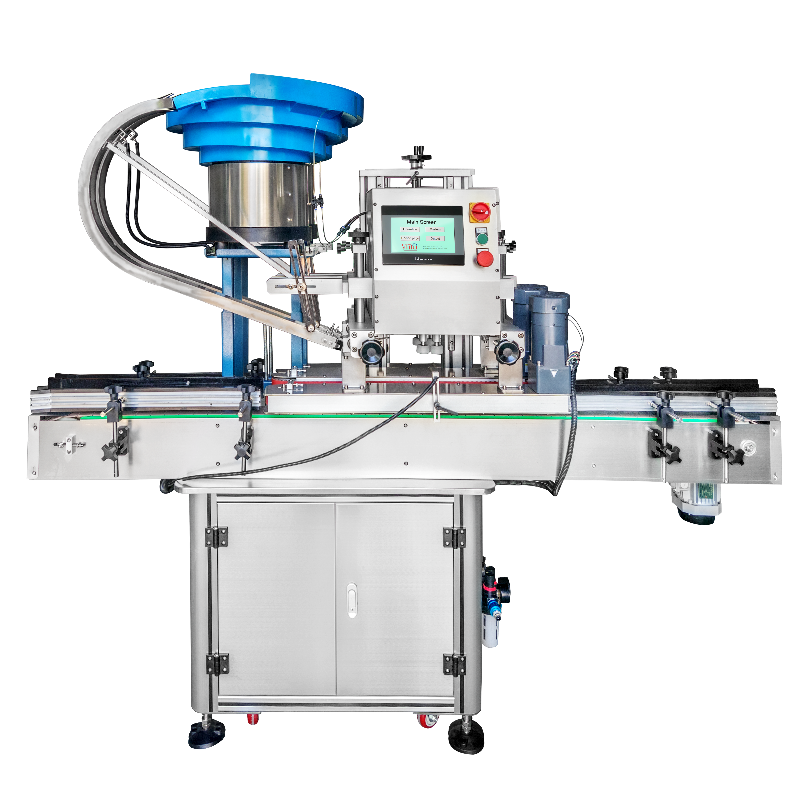 High Speed 40Pcs/min Four Wheel Capping Machine Food and Cosmetic Automatic Capper Machine With Feeder Elevator for Bottles Jars