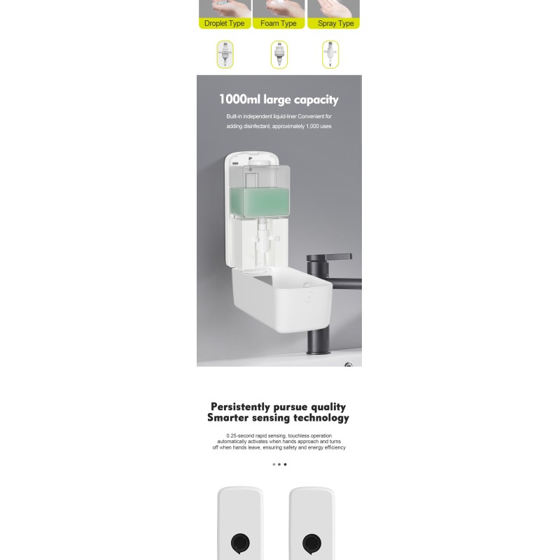 Modern Design Wall Mounted Foam Soap Dispenser with 3D Model Design for Convenient Bathroom Use