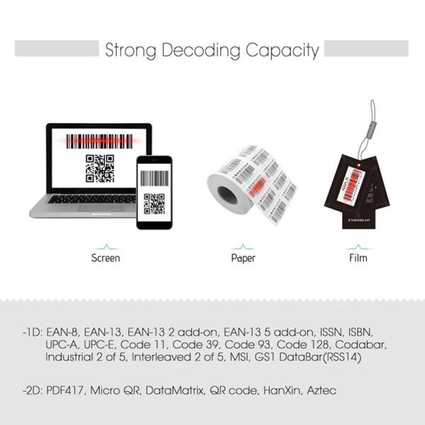 USB Handheld QR Code Scanner CMOS 2D Wired Barcode Scanner YHD-6200D