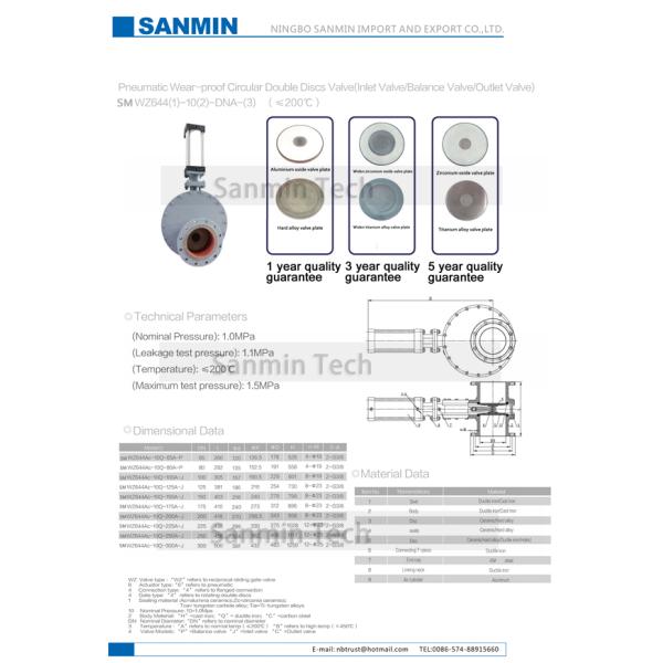 Pneumatic Circular Double Disc Valve Wearproof Cast Iron Body SMWZ644 -DNA - R