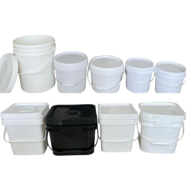 8L Plastic Bucket Durable White Barrel with White Accessories Lid and Handle