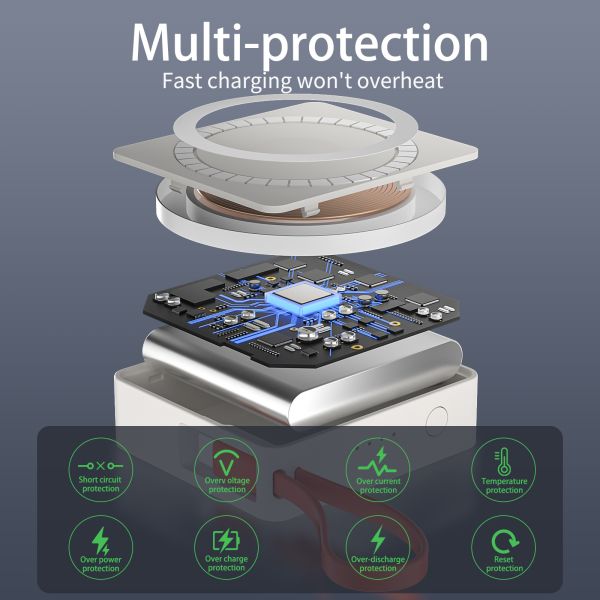 High-Capacity Three-in-One Mini Type-C 3A Fast-Charging Two-Way Portable Magnetic Charging Treasure Power Banks Station