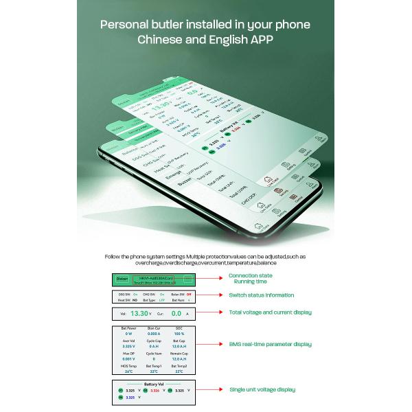 Bms 16s 48v 200a With Balancing Smart BMS Lifepo4 With Lcd Touch Screen