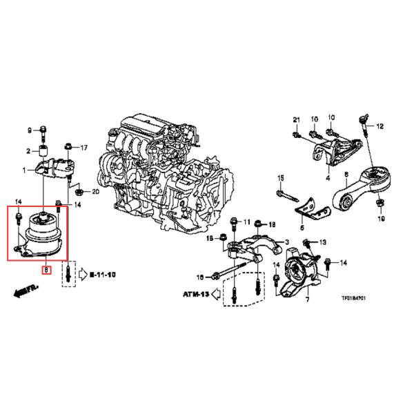 50822-TF0-J02 Side Engine Mount Rubber Car Parts Honda City Fit 2008-2012 1.5 L 50822-TG0-J02