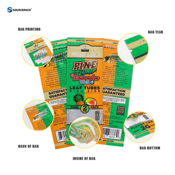 Customizable Flat Cigar Packaging Bags Laminated Plastic Sachet