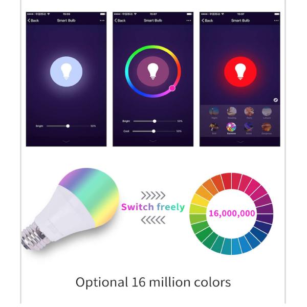 RoHS 9W Smart Light Bulbs Alexa 20lm Smart Life Light Bulb RGBW