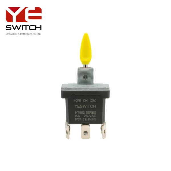 Momentary Industrial Metal Toggle Switch With Yellow Handle For Fire Engine