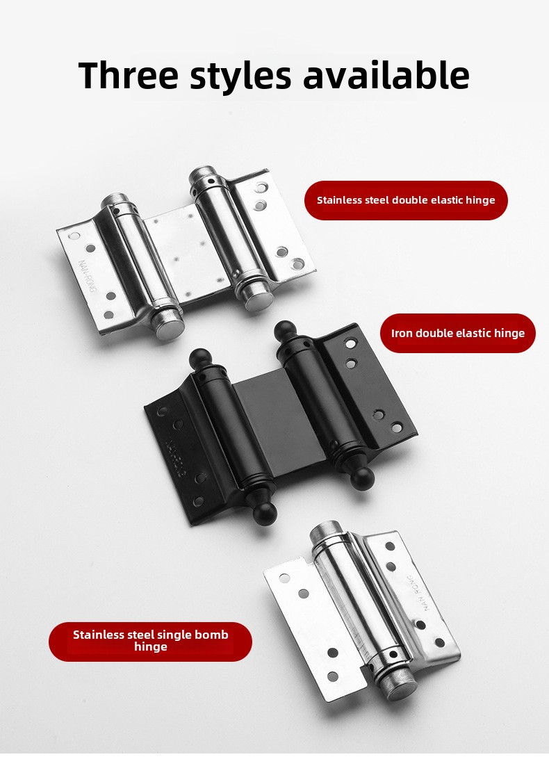 Modern Double-Open Automatic Closing Adjustable Stainless Steel Door Spring Hinge 110 Opening Angle Wall Mount