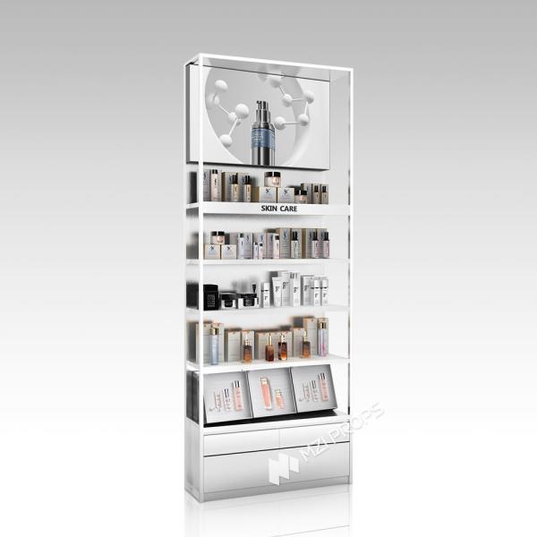 YZoS-U2 Top Lights Skincare Display Cabinet with Wooden Shelves and LED Strips