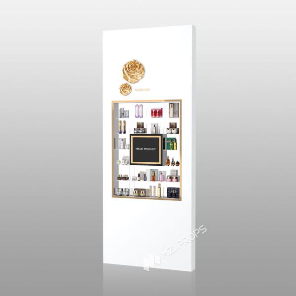 TJiS-B5 Milky-White Acrylic Light Box Skincare Display Cabinet with Transparent Shelves