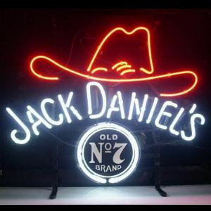 China JACK DANIEL'S NO.7 Old Cowboy Hat  Real Glass Neon Lighted Sign Display Beer Bar Light for Gift Bedroom on sale