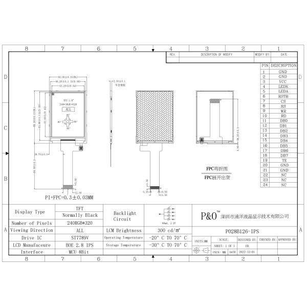 Polcd 240x320 MCU SPI RGB Interface Lcd Screen ST7789V 2.8 Inch Tft Lcd Display Module