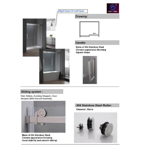 Dual Sliding Clear Tempered Glass Bathroom Shower Screen Door Cabinet