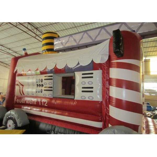 Firetruck Commercial Bounce House Quadruple Stitching , Inflatable Jumping Castle 5 X 6m