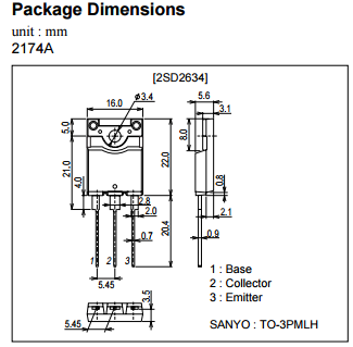 2SD2634 Programmable IC Chips Color TV Horizontal Deflection Output Applications lcd tv circuit board