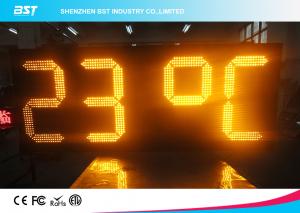 China Yellow Outdoor Led Clock Display Timer Digital Clock With Temperature Display on sale