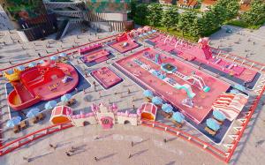 Buy cheap Pink Theme Inflatable Water Park Pool With Logo Printing product