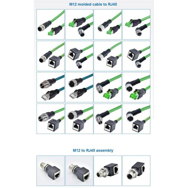 M12 Male / Female Aviation Socket 3/4/5/6/8/12/17-Core Pinhole Connector With Molded Rubber Core