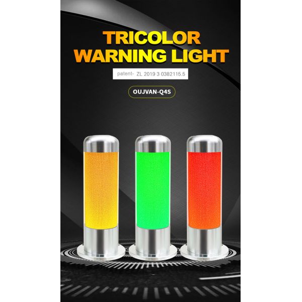 OUJVAN Q4S 3 Color Stack Light IP50 DC24V Single Tier Disc Industrial Warning Light With Buzzer For CNC Machine Tool Automation Equipment
