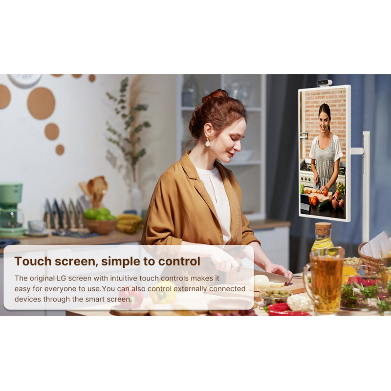 32 Inch Movable Smart Monitor Rollable Touch Screen TV Battery Powered Portable Stand Display Kiosk Factory