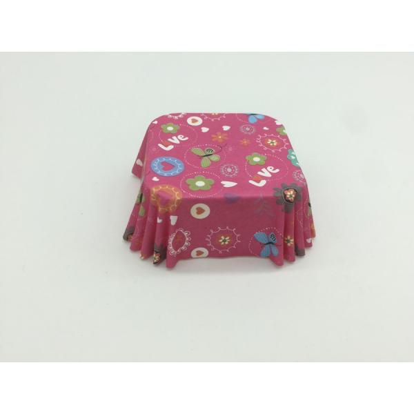 Cranberry Square Muffin Baking Cups , Pink Cupcake Wrappers High Temp Withstand