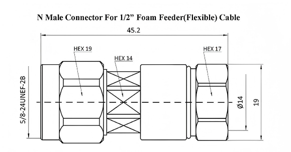 Gold-plated Brass N Connector 50 ohm Clamp Type RF Connector for Super Flexible Cable