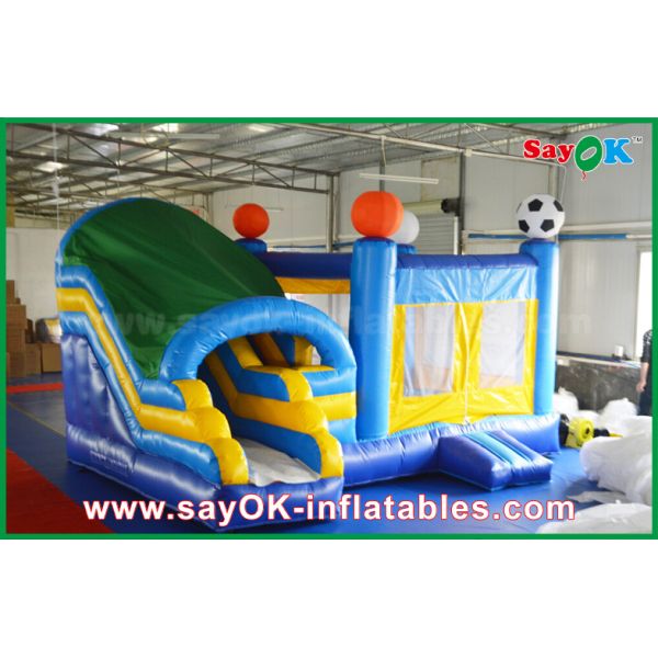 Small 4x3m Inflatable PVC Bounce Castle Slider With Football Decoratiionn