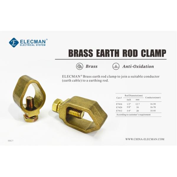 Copper BS Brass Fittings Conduit Earth Clamp With Grounding Rod 32mm