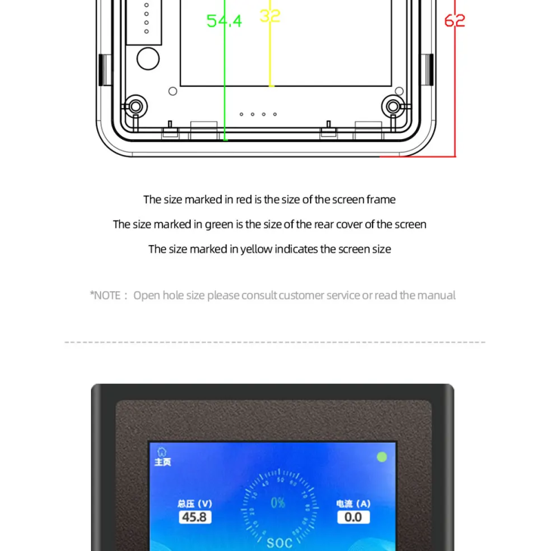 3.8" LCD Black Touch BMS Screen 4S-32S 24V-150V Li-Ion Bms Accessories