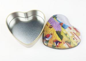 China Sun Flower Design Heart Shaped Tin Box Container For Cosmetic Candle Packaging on sale