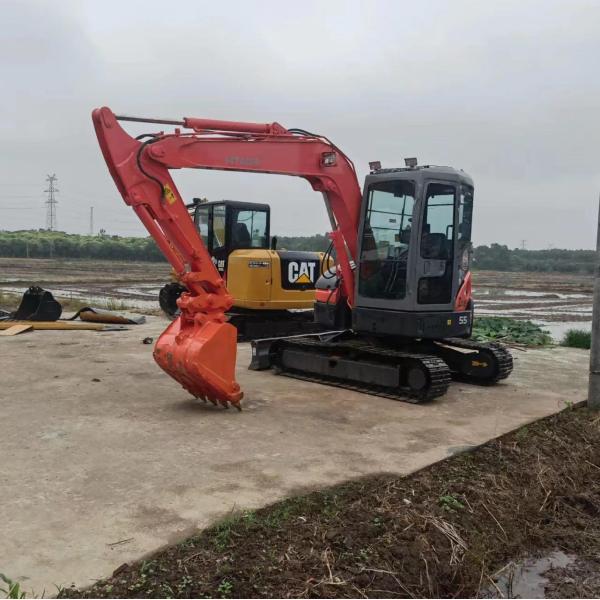 5 Ton Mini diesel Used Excavator Hitachi ZX55 Pre Owned Crawler 38.23HP manual
