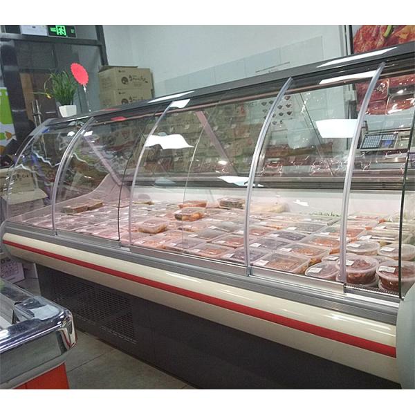 Supermarket Fresh Deli case Meat Refrigerator With Curved Glass Display