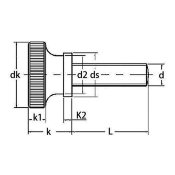Knurled Flat Head Thumb Screw Mill steel PA66 Hand Tighten / Hand Spin Screw