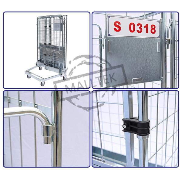 Collapsible Storage Roll Container Trolley Save Space Open Wire Mesh Design