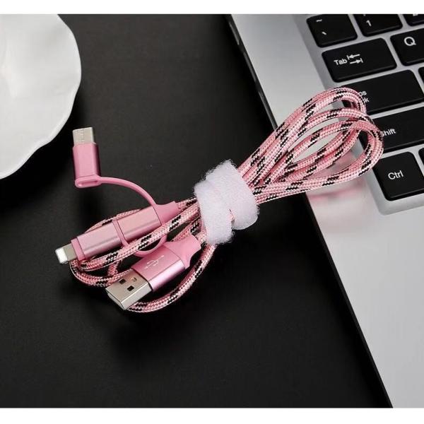 3 IN 1 SYNC AND CHARGE CABLE, LIGHTNING MICRO TYPE-C FOR ALL SMART PHONES CHARGING AND DATA TRANSFER