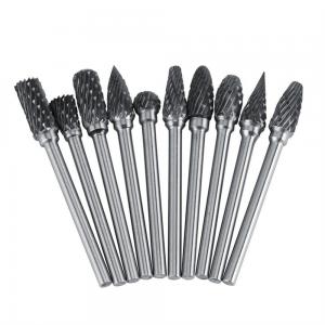 China 10PCS 6X10mm Carbide Rotary Carving Burrs Set for CNC Tool Grinder in 1/4 Shank on sale