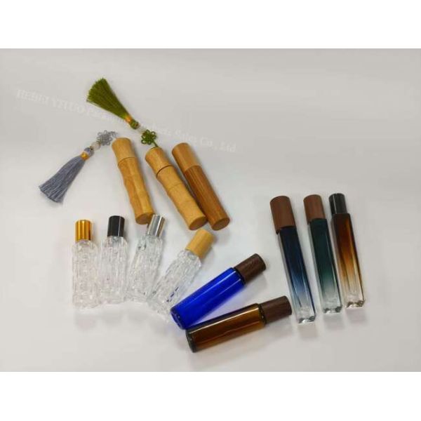 Glass Empty Roll On Bottles 10ml Bamboo Shape Screw top