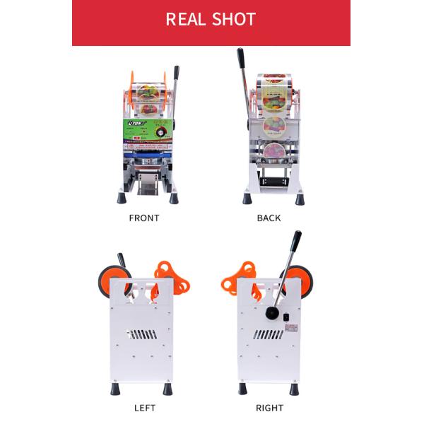Silvery White Snack Food Processing Equipment , Semi Automatic Bubble Tea Plastic Cup Sealing Machine