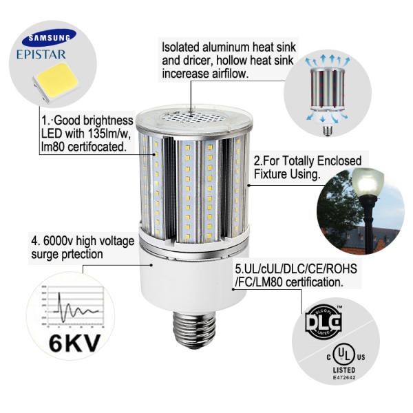36W LED Corn Light 360 Degree PF>0.9 LED Street Light for Sale E27 E40 With 5 Years Warranty