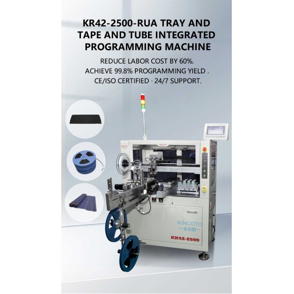 KR42-2500-RUA Tray, Tape & Tube Integrated IC Programmer | 6-in-1 Operation Modes | 4 Stations ±0.03mm for QFP/QFN/SOP/SSOP