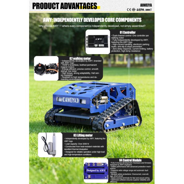 All-Terrain Remote Control Agricultural Self-Propelled Mower 224CC High HP 550MM Cutting Width Mulching Grass Trimmer