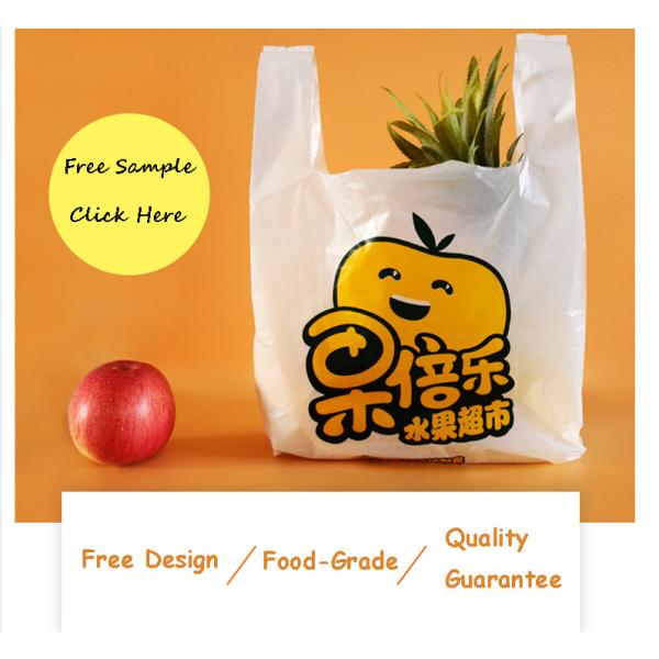 ECO-Friendly Plastic T Shirt Shopping Bags , White Colour With Printing , HDPE material