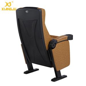 China Black Head Yellow Leather Folding Wrap Armrest Tip Up Seat Cinema Theater Room Chairs on sale