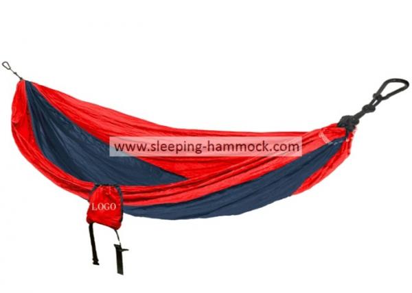 Quality Outdoor Travel Double Parachute Nylon Hammock Double With Hanging Loop Straps Red Navy for sale