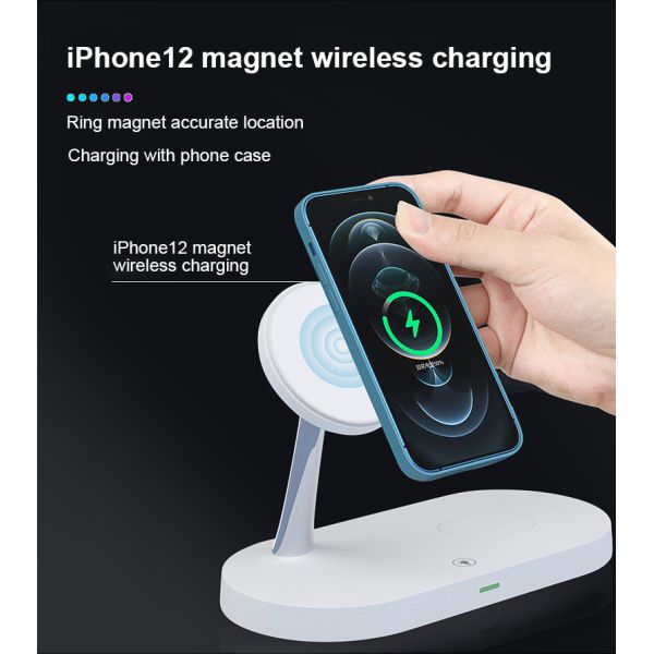 Original Factory OEM T268 3 in 1 Wireless Charger Stand For iPhone 12/13/14/15/16/17 Fast Charging Station for Apple Watch 10 9 8 7 6 5 4 Airpods 2 3