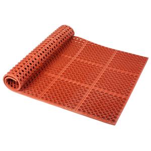 China Lightweight Restaurant Rubber Floor Mat With Drainage Holes, Anti-Fatigue Mats, Red, T30 Competitor on sale