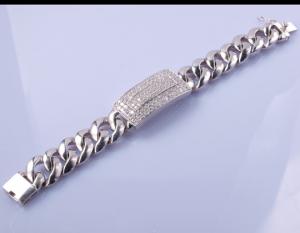 Buy cheap 96.25 Grams 925 Silver CZ Bracelet 19cm Matching Magnetic Bracelets For Couples product