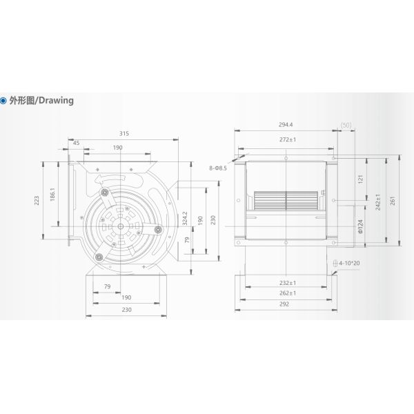 90W Air Conditioning Asynchronous AC Centrifugal Blower Fan