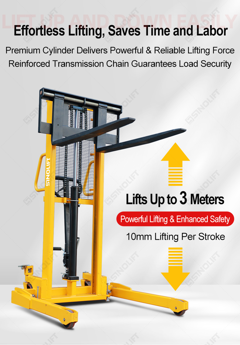 SINOLIFT SFH22AG Manual Hydraulic Stacker with Adjustable Straddle Legs